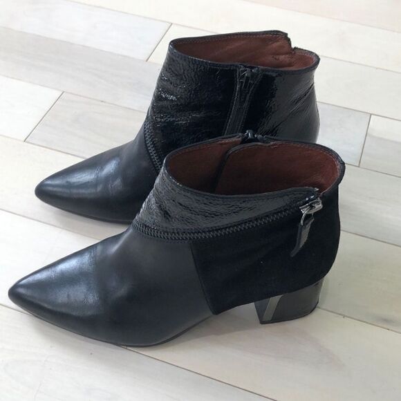 Hispanitas Women's Leather Suede Zipper Embellishments Ankle Boots Black Size 36 - Picture 1 of 5